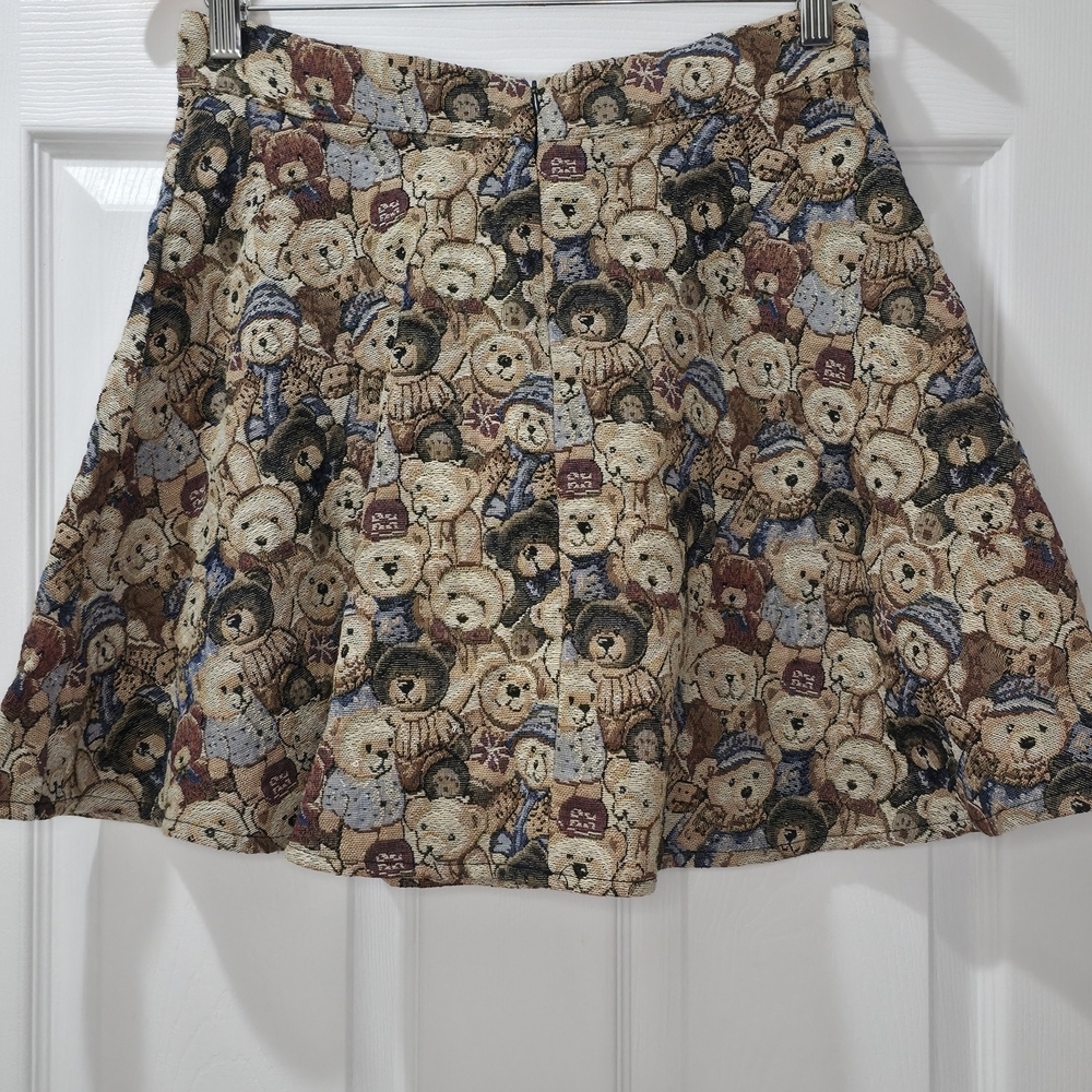 Vtg 90s Y2K Tapestry Teddy Bear Mini Skirt Size M - Picture 6 of 7